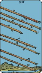 Eight of wands tarot card upright