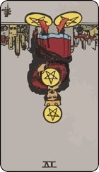 The four of pentacles tarot card reversed