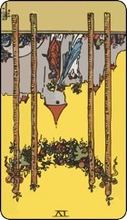 Four of wands tarot card reversed