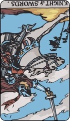 Knight of swords tarot card reversed