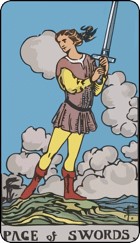 Page of swords tarot card upright