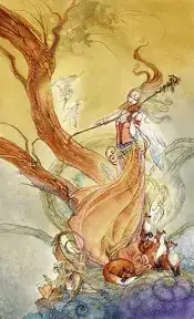 Page of Wands Shadowscapes tarot card upright