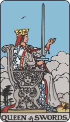 Queen of swords tarot card upright