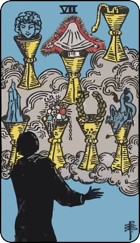 Seven of cups tarot card upright