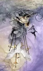 Seven of swords Shadowscapes tarot card reversed
