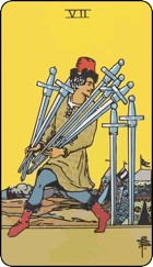 Seven of swords tarot card upright