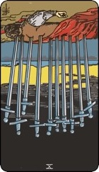 Ten of swords tarot card reversed