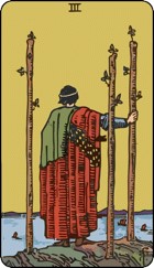 Three of wands tarot card upright