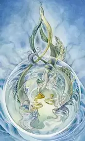 Three of cups Shadowscapes tarot card reversed