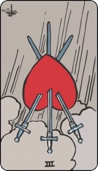 Three of swords tarot card reversed