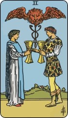 Two of cups tarot card upright