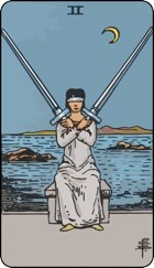 Two of swords tarot card upright